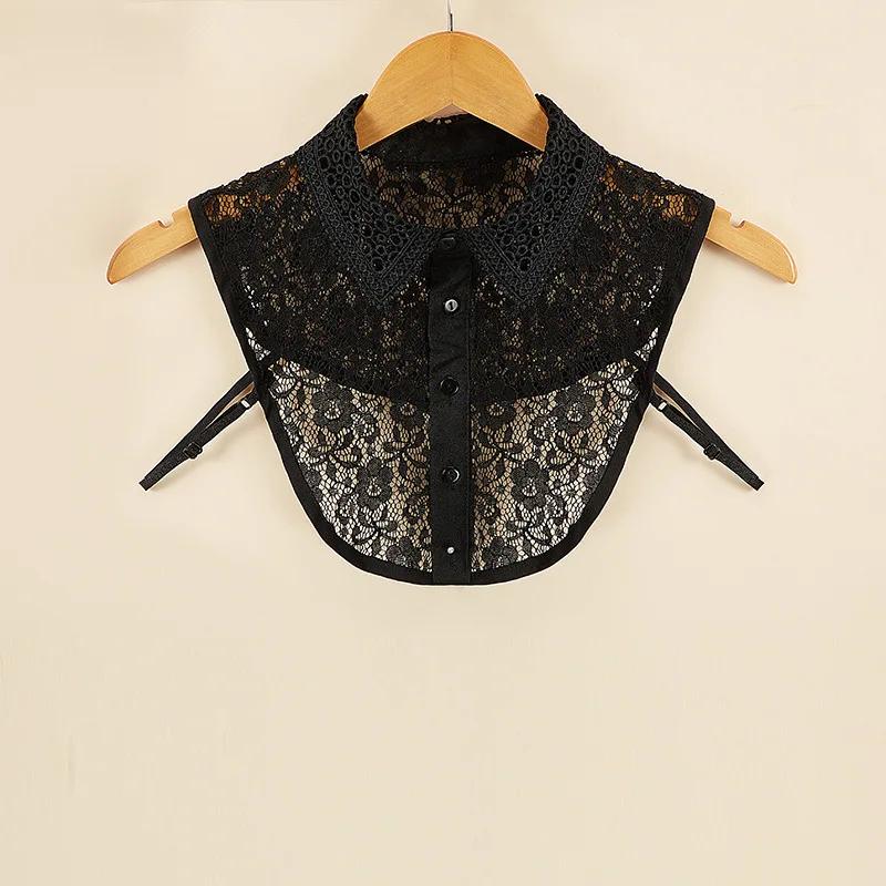 Perfect Match Black White Fake Collar For Women Shirt Lace Embroidery False Collar Sweater Dress Detachable Collars Lapel Blouse Top Ties