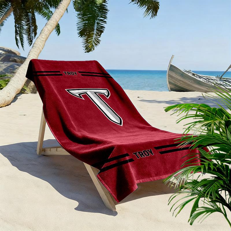 Troy Trojans Print Beach Towel, Large Soft Quick Dry Towel for Beach Camping Swimming