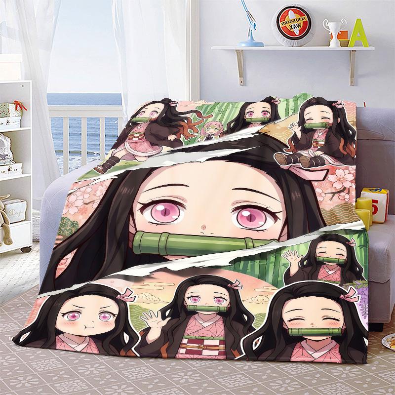 Nezuko Anime Throw Blanket Flannel Soft Warm Lightweight Blanket for Sofa Bed Home Decoration -QJY