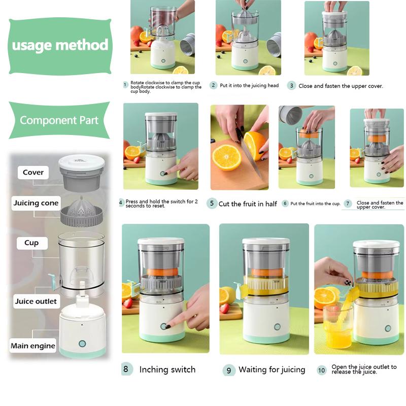 Electric Juice Extractors Portable Single Auger Juicer Fruit Squeezer USB Charge Orange Lemon Fruit Automatic Fresh Juicer