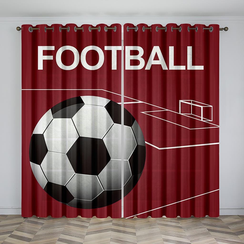 Voetbal Letter Print Gordijn Woonkamer Slaapkamer Gordijn Huisdecoratie Gordijn Noodzakelijk Polyester Materiaal Gordijn voor Jongens 100W130H(CM)40x51in&Grommet Top