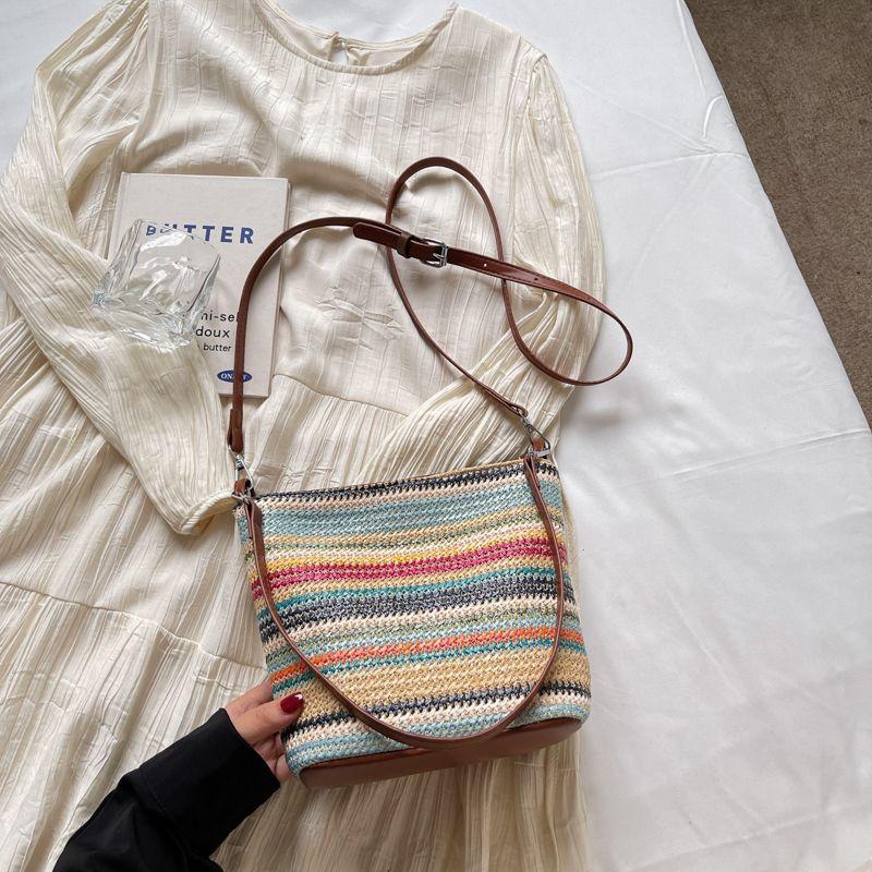 

Summer Summer Seaside Holiday Style Woven Straw Bag Women 2025 New Large Capacity Commuter Shoulder Messenger Bag Color