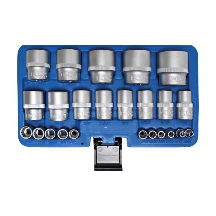 Jeu De Douilles À Choc, Six Pans 6,3 Mm (1/4"), 12,5 Mm (1/2") En Pouce 23 Pièces