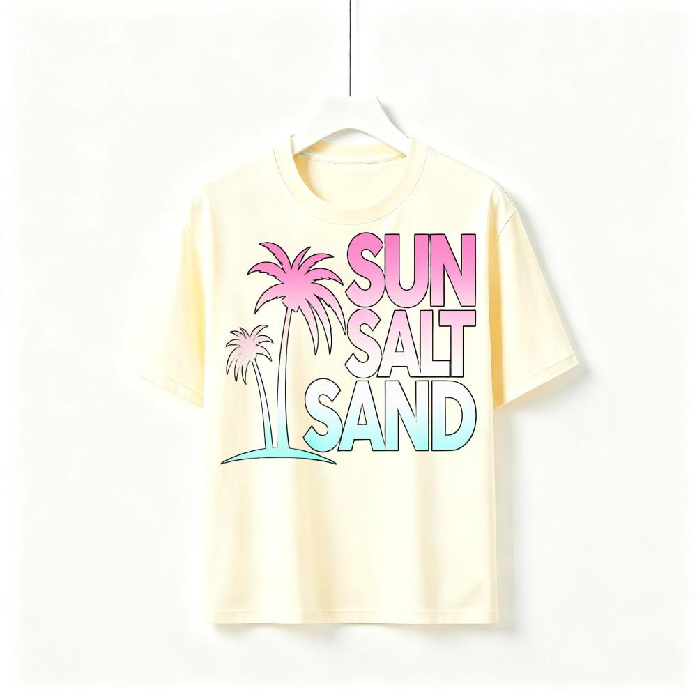 Sun Salt Sand Palm Tree Summer Travel T Shirt Unisex Beach Graphic Vacation Tee