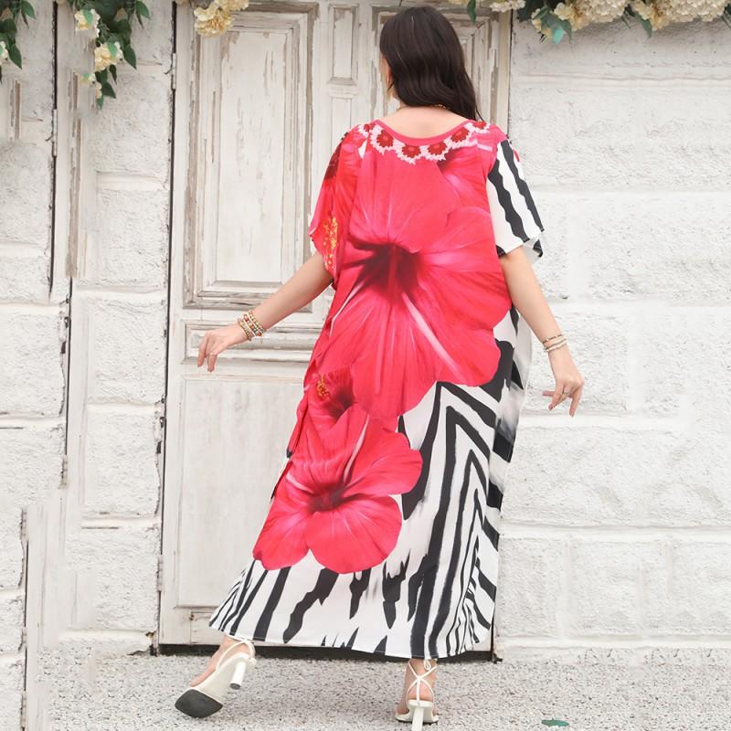 Boho V-Neck Beach Cover Up Dress Women Plus Size Lightweight Swimwear Overlay