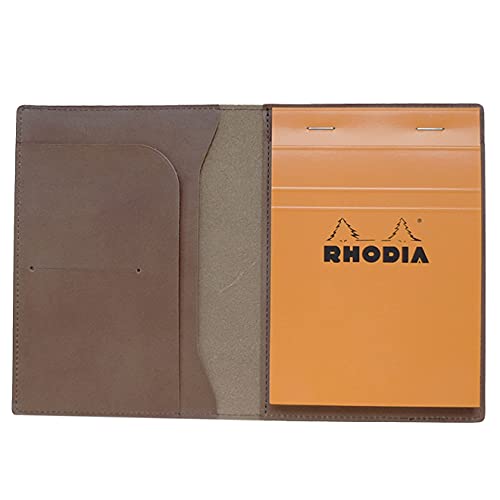 Rhodia Cover No. 13 Horizontal, Genuine Leather (Made in Japan) with One Notepad (Greige Ash)
