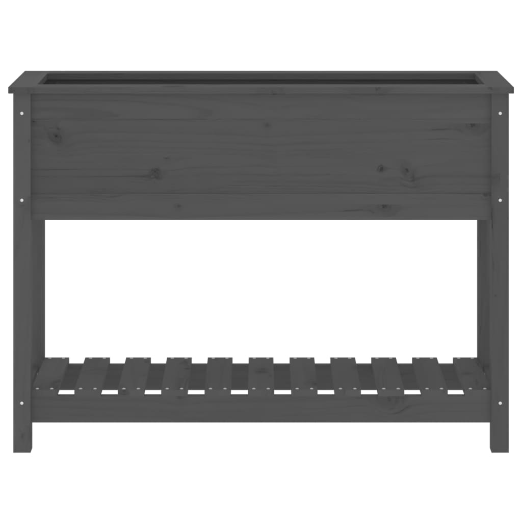 Planter with Shelf Gray 111.5 x 34.5 x 81 cm Solid Pine Wood