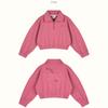  Olivan  Simple Logo Half Zip Up Crop Sweatshirt  Pink 