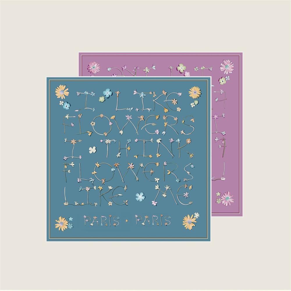 New Style Curled Twill Silk Scarf Women Fashion Double Side Printed Square Scarves Wraps Echarpes Foulards Femme Hijab 70CM