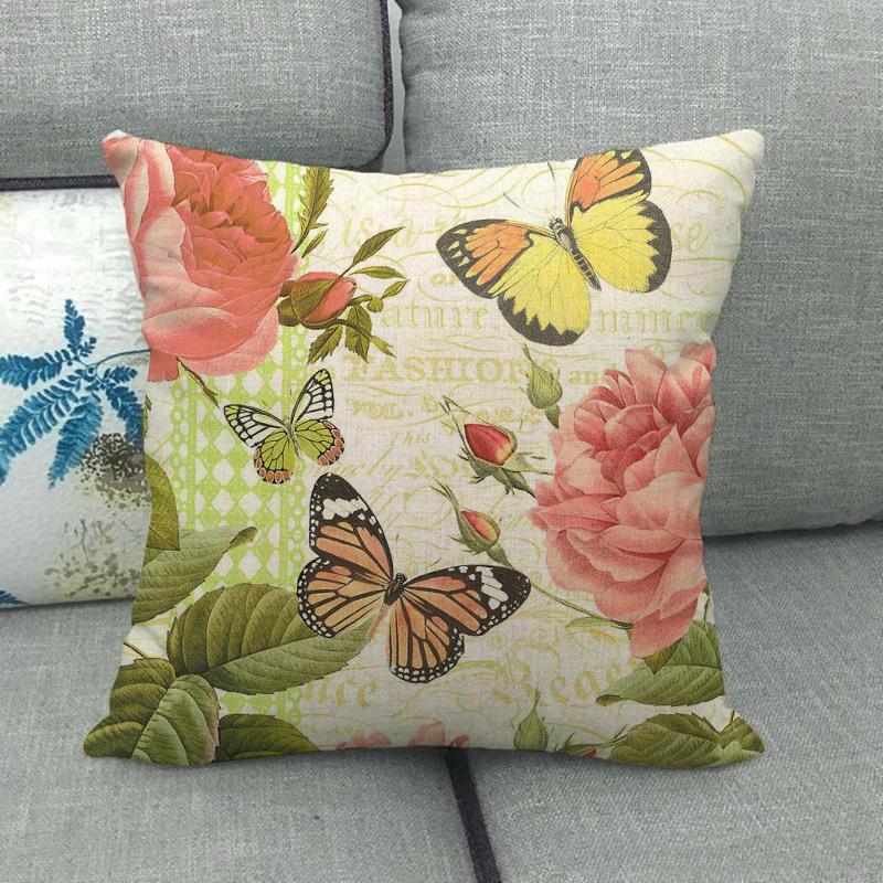Nordic Butterfly Flower And Fruit Farm Digital Printing Short Plush Pillow Covers For Car Sofa Office Cushion Cover Home Goods