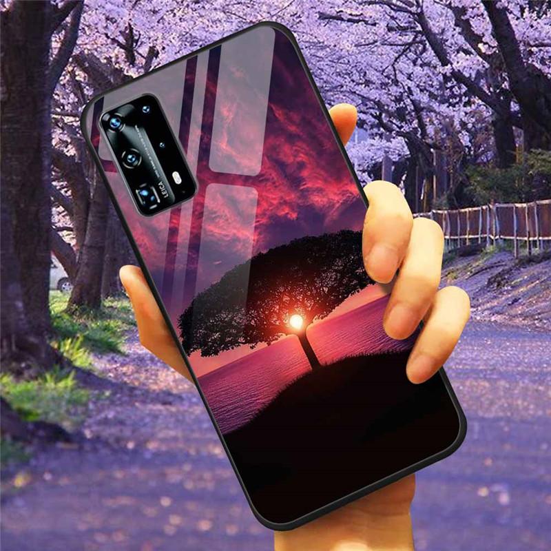 For Huawei P40 Lite / P40Pro Case P 40 Tempered Glass Starry Marble Hard Back Cover for Huawei P40 Pro / P40Lite E Cases Coque