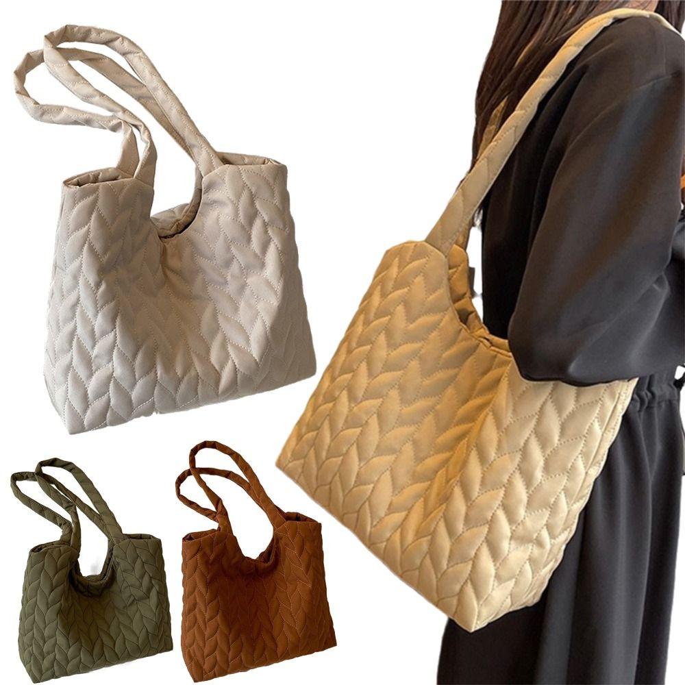 Měkká bavlnou polstrovaná prošívaná taška přes rameno Jednobarevná dámská podpažní taška Přenosné kabelky Víkend