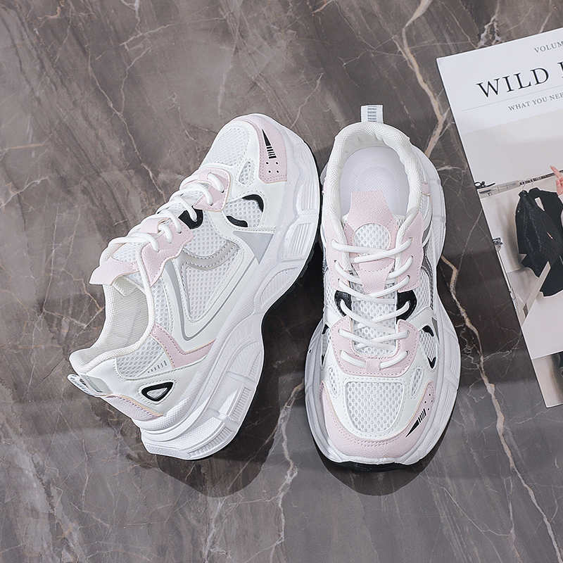 Fashion Ecoleather Thick Heel Sneakers For Women Heels 44 Massive Shoes Sport Vietnam Famous Brands Luxery Styling Original Gym