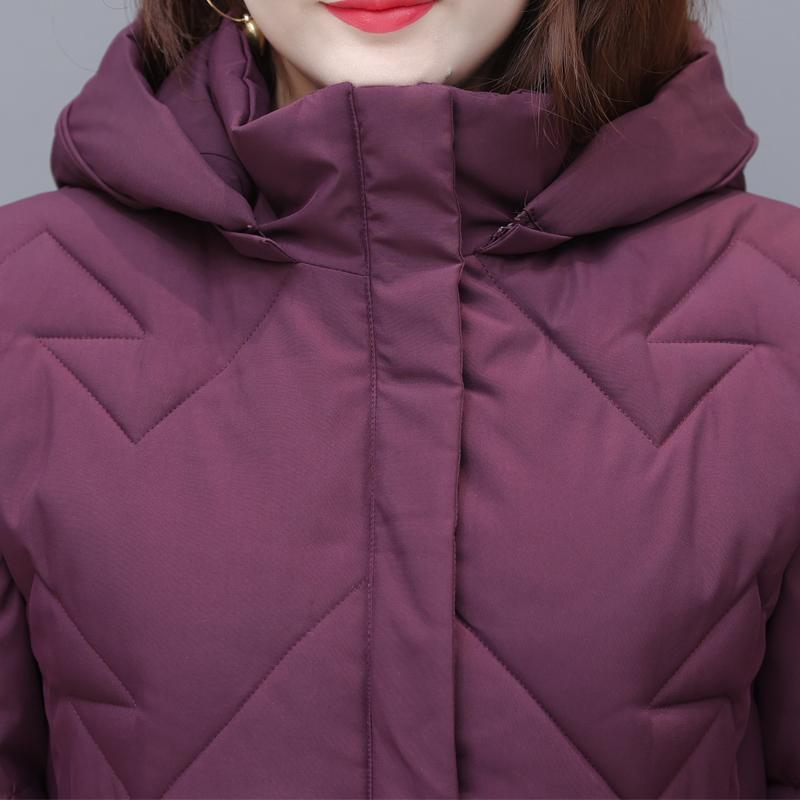 Velká velikost XL-6XL Dámské zimní vycpané kabáty středního věku s kapucí Ležérní Silné teplé zimní bundy Žena Elegantní dlouhé parky