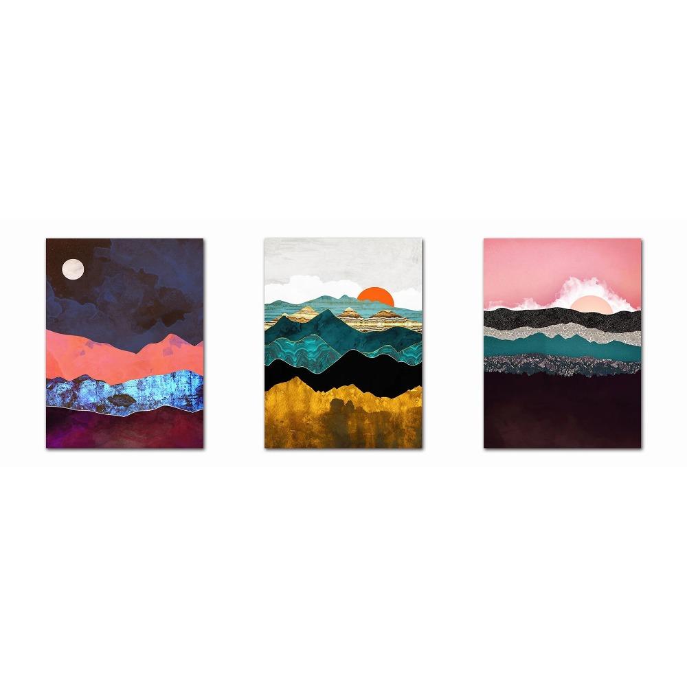 Abstract Mountain Sunrises Sunsets Landscape Wall Art Canvas Paintings Poster Print Picture Living Room Interior Home Decoration