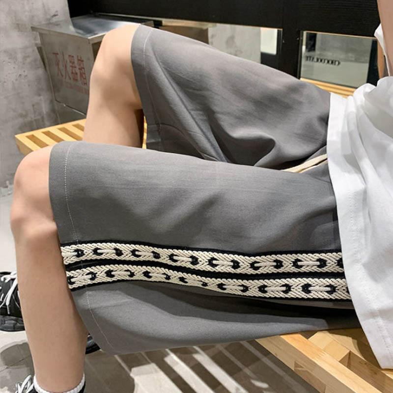 Men's Summer Breathable and Comfortable Side Webbing Design Casual Shorts Five Points Large Size Loose Sports Outer Wear Shorts