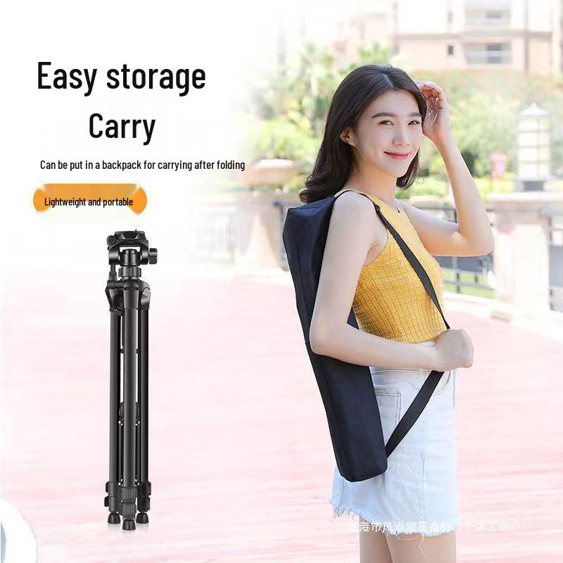 Selfie Stick Tripod with Stabilizer & Fill Light for Mirrorless Cameras and Phones - Perfect for Live Streaming & Outdoor Videos