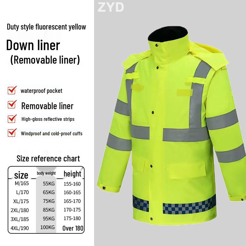 Reflective Raincoat Set for Traffic Duty and Flood Control - Men's Sanitation Labor Protection