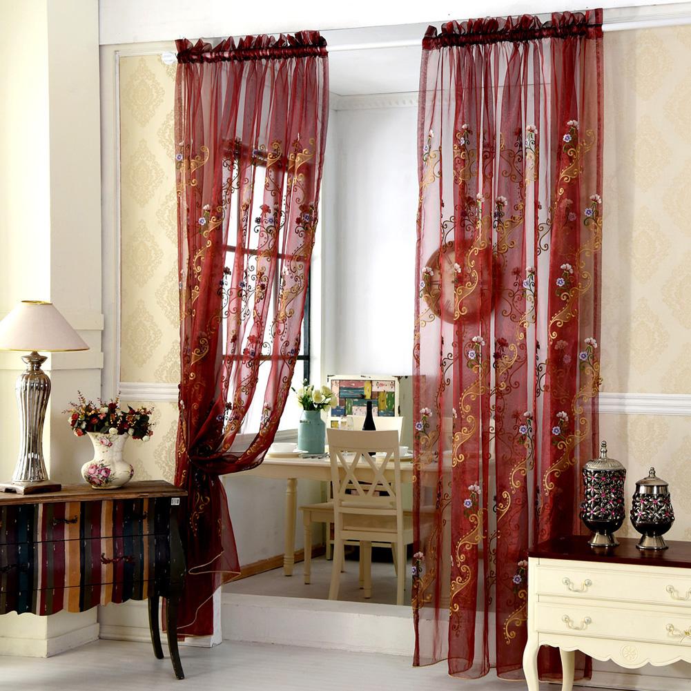 1 STÜCK Europäischer Vorhang aus besticktem Tüll, weiß, transparent, Gaze, Garn, Voile, Vorhänge, Fenstervorhang, Wohnzimmer, NAPEARL