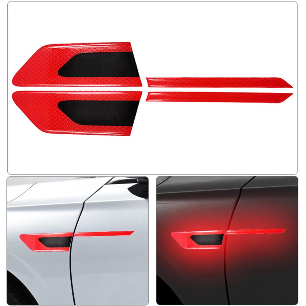 2Pcs/Set Car Reflective Auto Truck Safety Warning Tape Car Door Protector Bumper Anti-collision Strips Secure Reflector Stickers