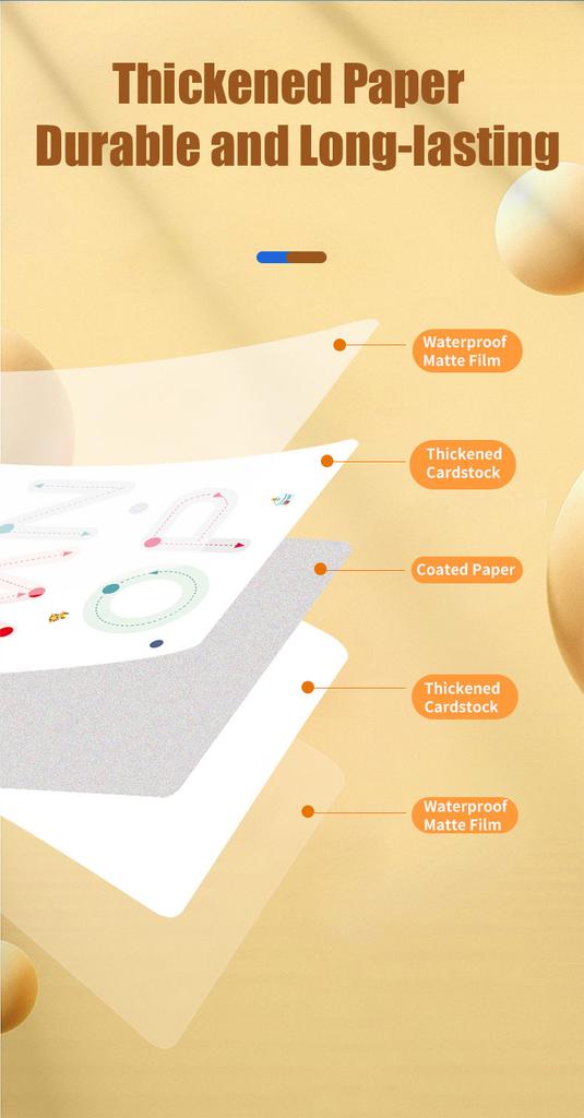34-Page Children's Reusable Workbook Kit with Erasable Pen - Early Learning of Writing and Drawing Abilities Development Learning-