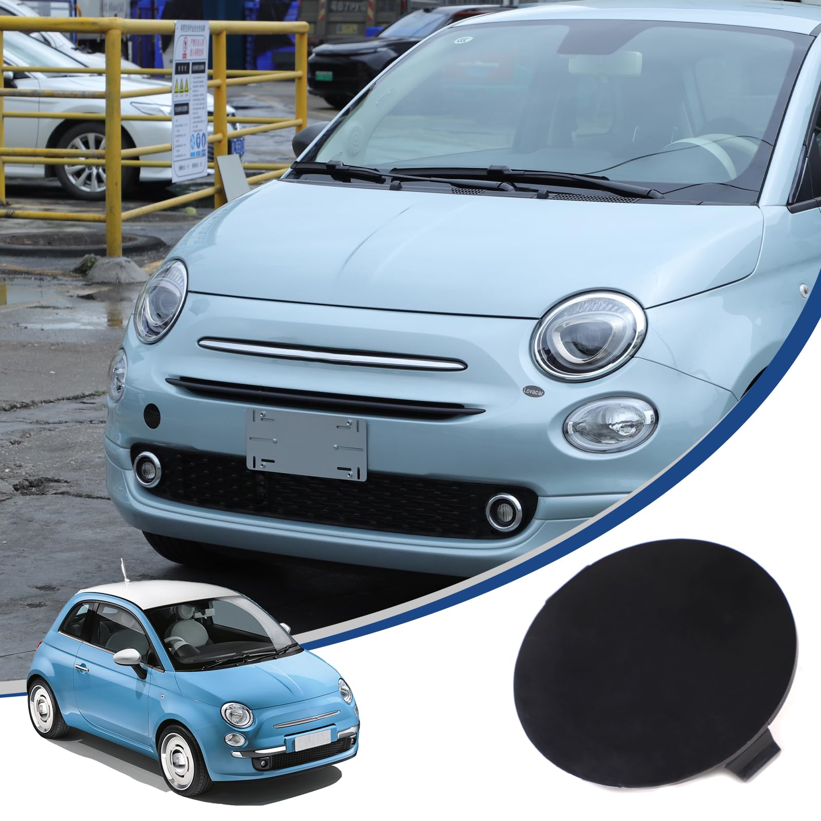 

Hcilloend Прицеп Прицепная рама Передний прицеп Замена ABS Экстерьер Пользовательские аксессуары для Нового Fiat 500 Чехол, Чехол, Чехол, Запчасти, (2016-2024 гг.) чёрный