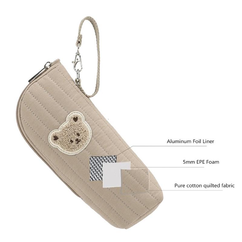 Design Baby Bottle Tote Bag With Aluminum Foil Insulation Bags Cute Bear Water Bottle Thermal Storage Pouch With Stroller Hook