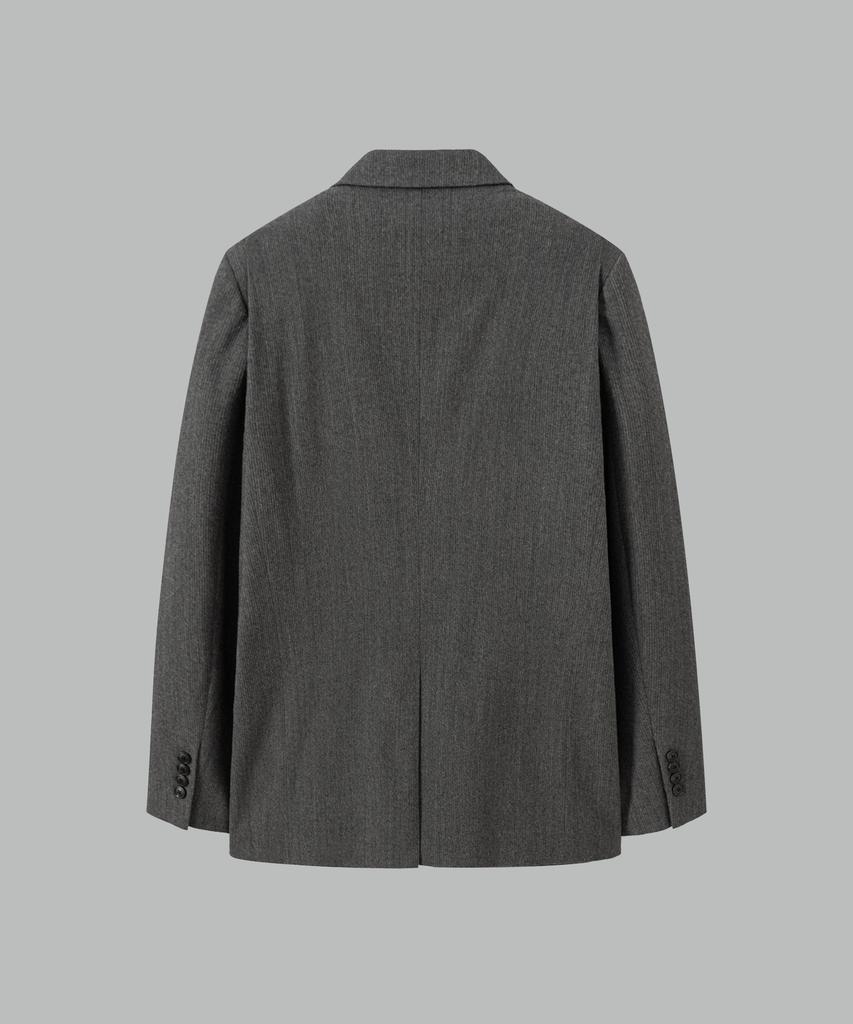 NONBLANK Wool Blend Ribbed Semi-Overfit Blazer_Grey