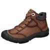 Winter New Velvet Men's Shoes Genuine Leather Tooling Leather Men's Outdoor Hiking Shoes Waterproof Casual High-top Men's Leather Shoes