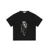 Black T Shirt with Raccoon In Suit Holding Cup and Gun Print for Casual Wear