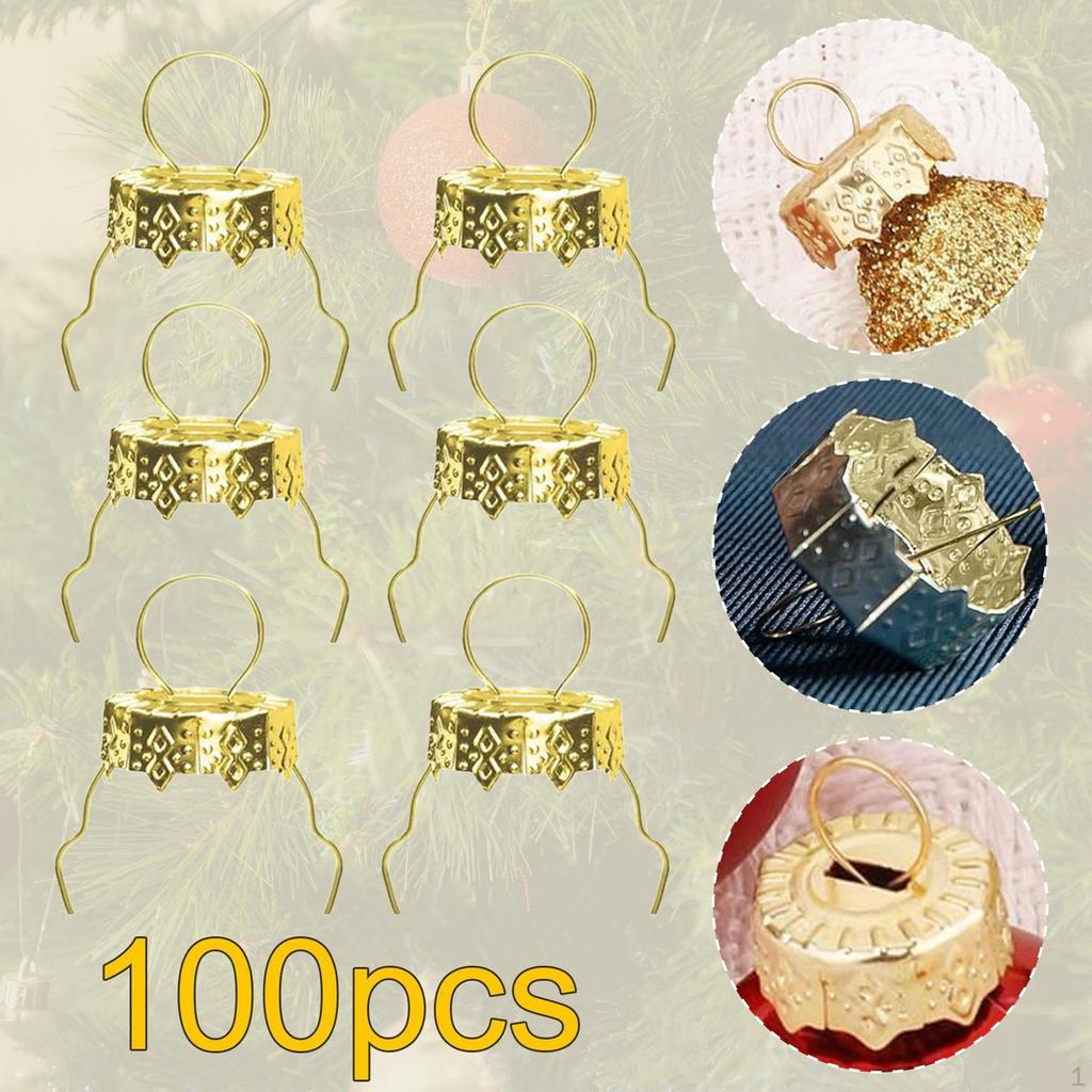 100 Pieces Christmas Ball Gold Hangers for Holiday Parties Indoor Home