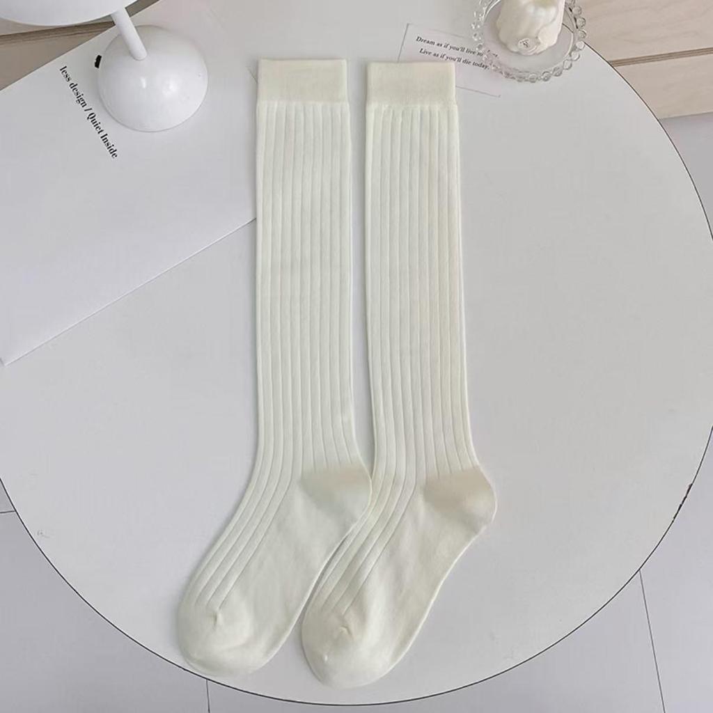 Women's Over-the-Knee Grey Ballet Style Stripe Socks