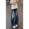 American Retro Blue Tooling Jeans Men's and Women's Summer Micro-pull Pants Loose Bf Lazy Wind Wide-leg Scimitar Pants
