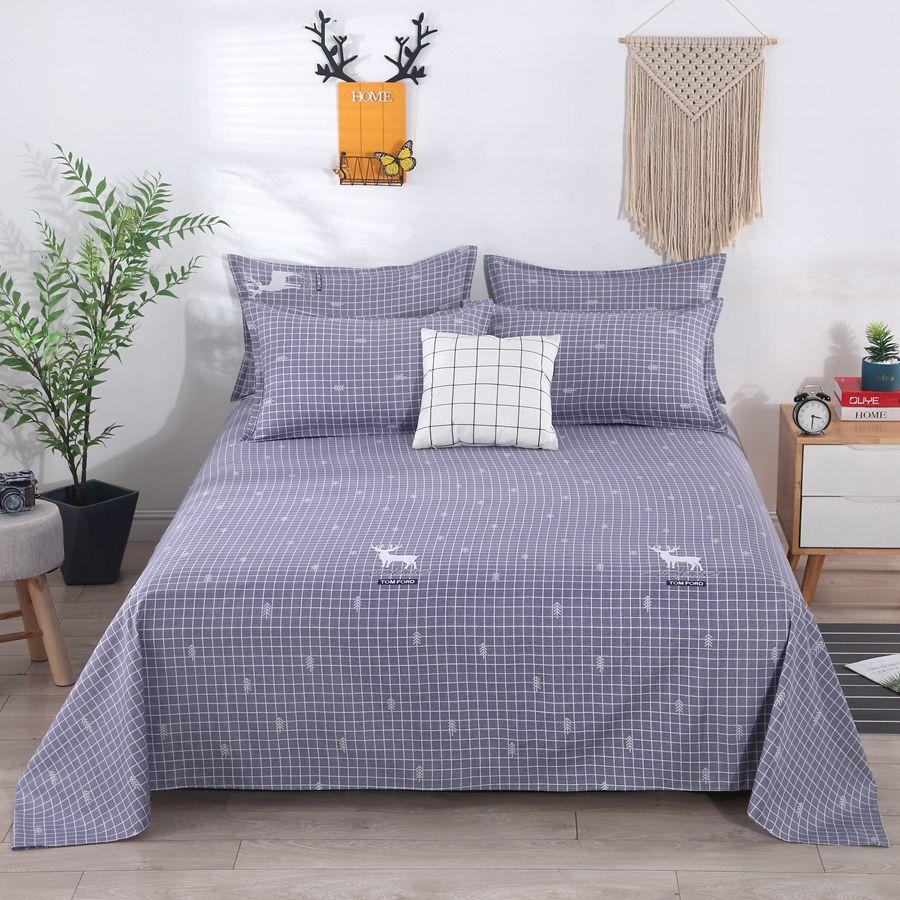 Printed Simple Bed Sheet Dormitory Pure Washed Cotton Single Double Bed Skin-friendly Comfortable Bed Sheet