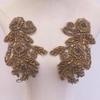 Custom 3D Eco-Friendly Flatback Hot Fix Rhinestone Appliques for Wedding Suits Costumes-Gold Beaded Trim Luxury Fabric
