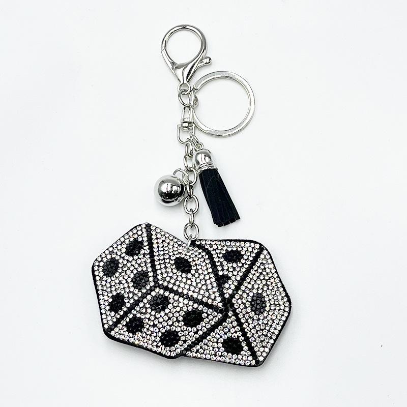 Crystal Rhinestone Tassel Dice Keychain: Stylish Bag Ornament & Fashion Gift for Girls