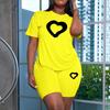 Women's Summer Suit with Printed Shorts Set, Street Style, Summer Home and Casual Wear Two-piece Set