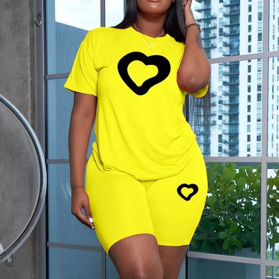 Women's Summer Suit with Printed Shorts Set, Street Style, Summer Home and Casual Wear Two-piece Set