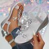 Fashion Gold Silver Rhinestone Flower Wedge Sandals Women Transparent Pvc Platform Sandals Woman Summer Thick Sole Non Slip Beach Shoes