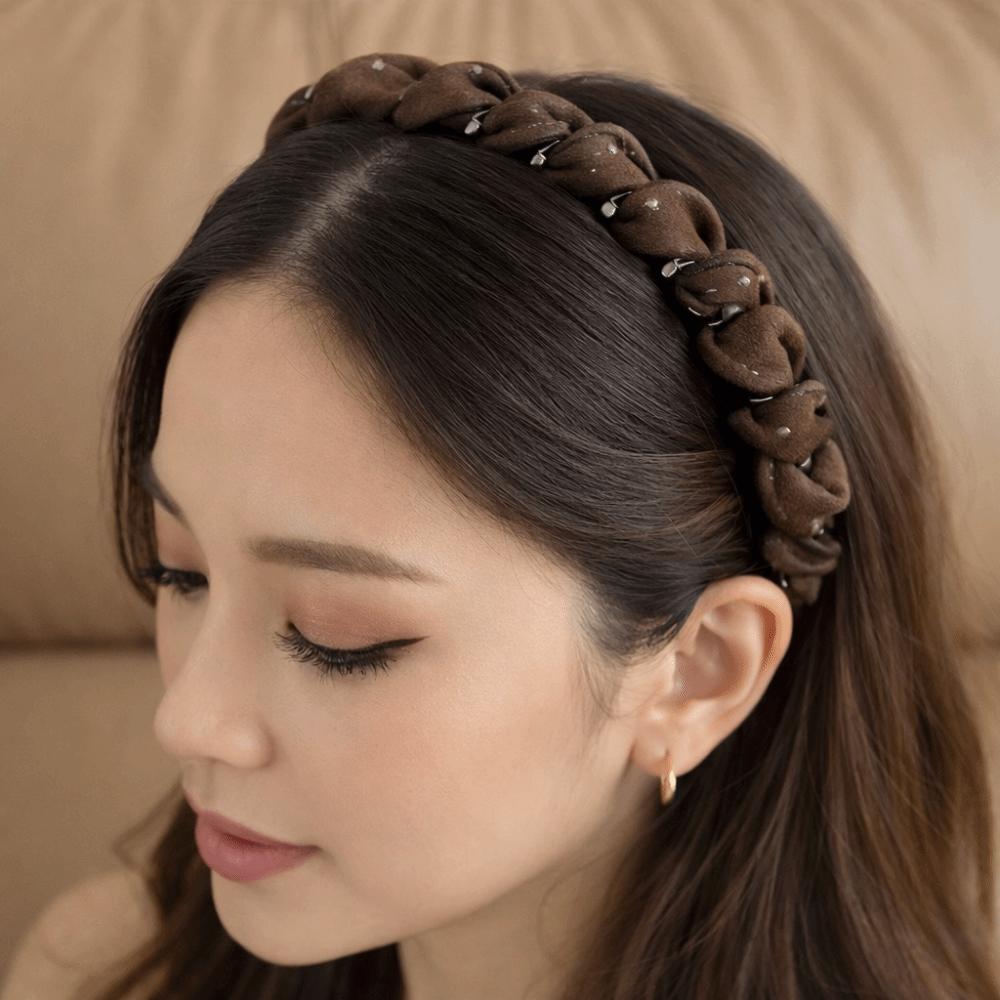 Comfortable Rhinestones Toothed Headband Satins Material Non-slip Hair Band Fashion Accessory