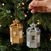 Seasonal Home Decor for Winter Parties Vintage Hollow Mini Lantern Christmas Ornament, Gold Silver Glitter Hanging Exquisite Gifts Friends Decor,