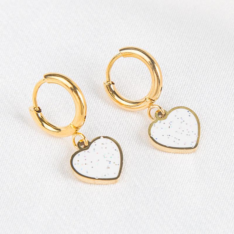 Wind Earrings, Personalized Love, Peach Heart-shaped Stainless Steel Ear Buckle, Simple and Versatile Temperament, Titanium Steel Stud Earrings