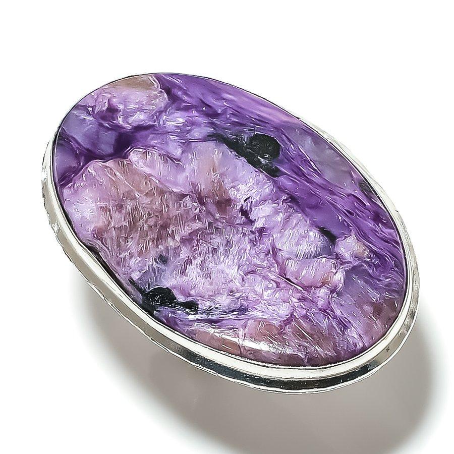 Russian Charoite Gemstone Handmade 925 Sterling Silver Jewelry Ring Size 9 g6m78