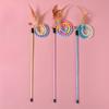 3pcs Interactive Cat Rainbow Wand Toys for Indoor Cats and Kittens, Colorful Cat Teaser Wand String Plush Toy Cat Feather Toys