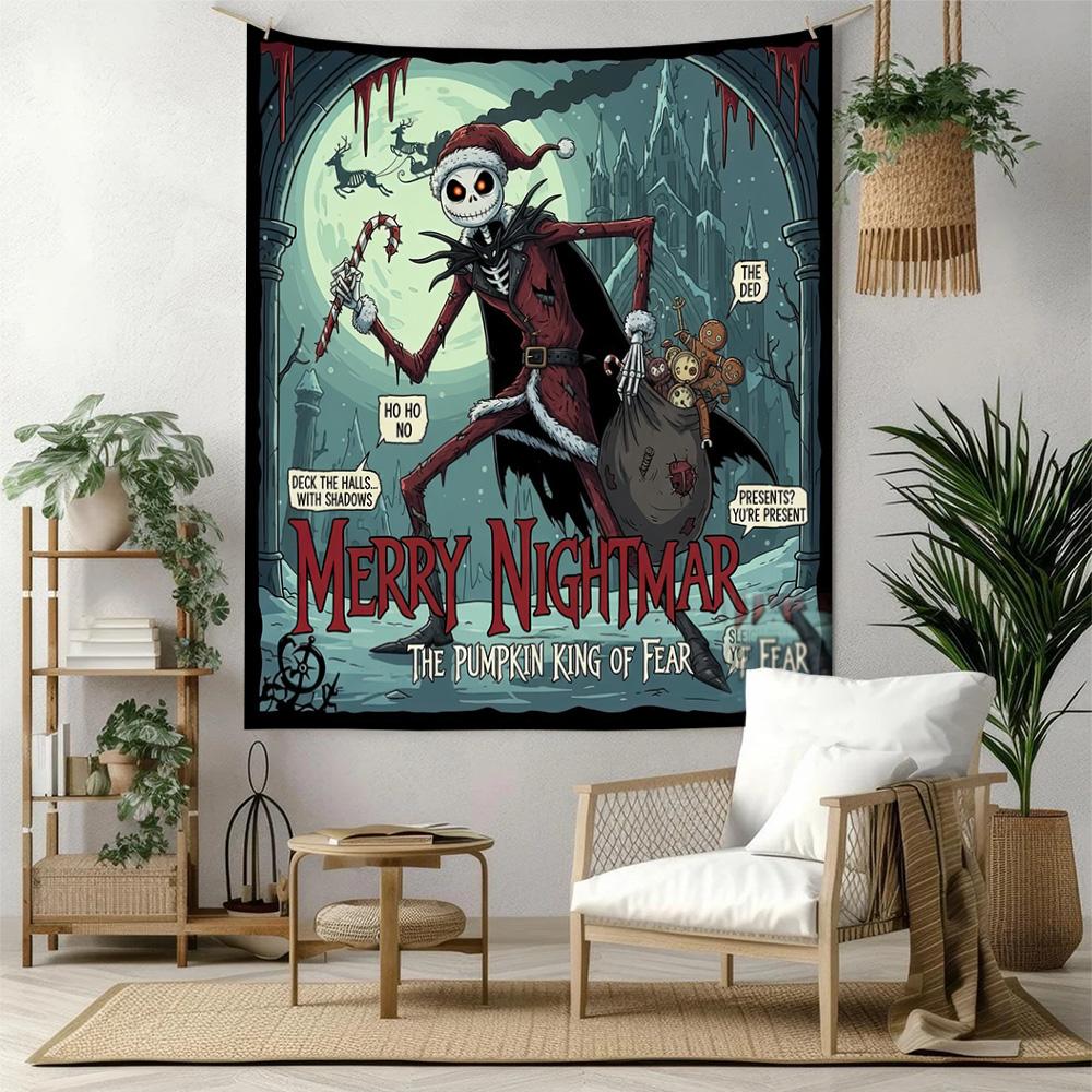 Christmas Nightmare Wall Decor Tapestry Art For Pet Memorial Birthdaywedding Party Backdrop Family Gift