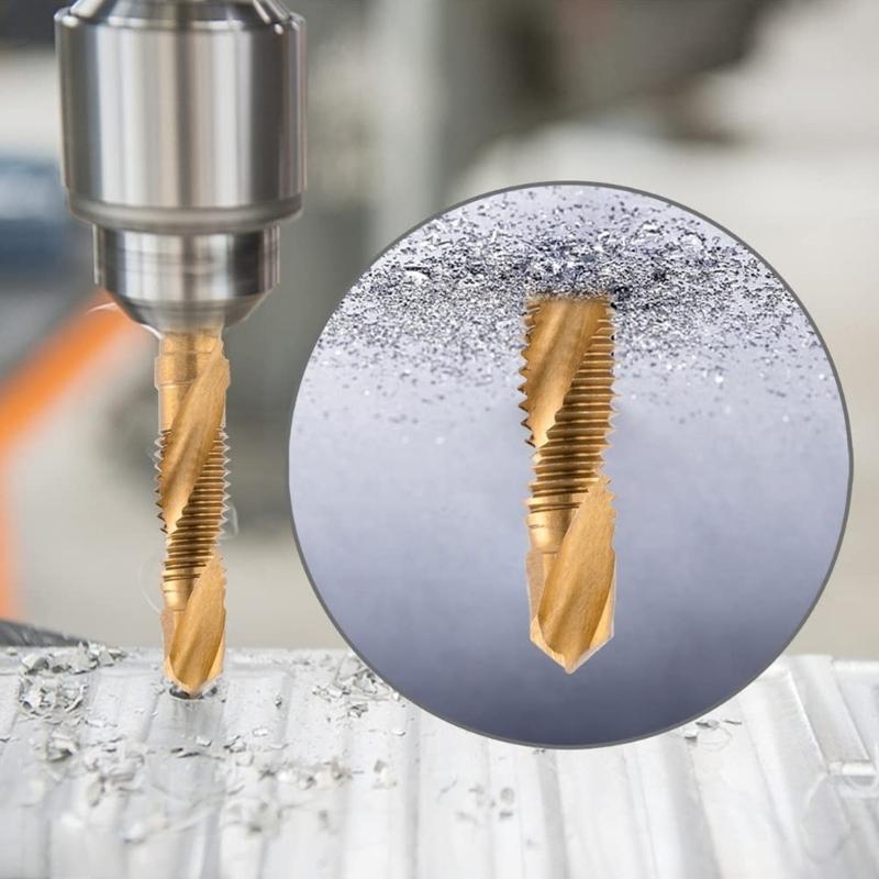 6Pcs High Speed Steel Composite Tap Drill and Tap Drill Bit Integrated Machine Tap Open Chamfer Tool Set Replacement
