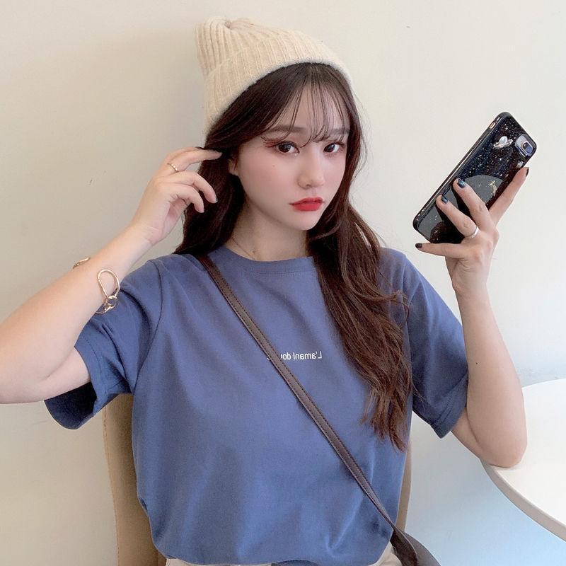 Kurzarm-T-Shirt für Damen Sommer 2025 Neues Koreanisches Lockeres Oberteil mit Buchstabenaufdruck Halbarm-Pullover