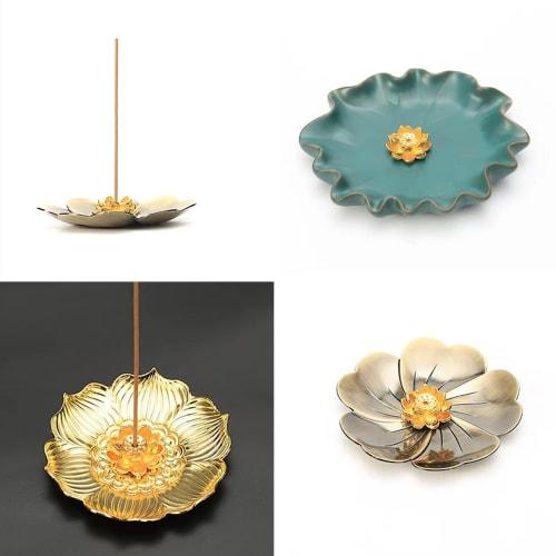 RICISUNG Incense Holder/Incense Burner (2-Pack) - Stylish Lotus Flower Design, Ideal for Buddhist Altars, Incense Burners, and Incense Holders. Horizo