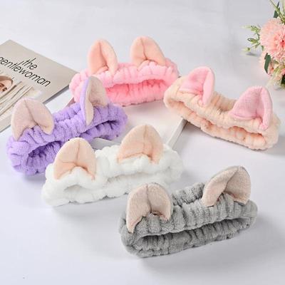 Wash Face Cat Ears Hairbands Soft Warm Coral Fleece Cute Animal Ears Headband For Women Girls Makeup Hair Accessories
