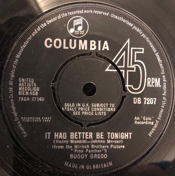 

7inch Record BUDDY GRECO - It Had Better Be Tonight DB7207 Columbia 1964 UK Jazz Used